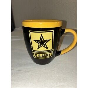US Army Coffee Mug Black Gold Bistro Cup 16oz Official Licensed Hologram Star